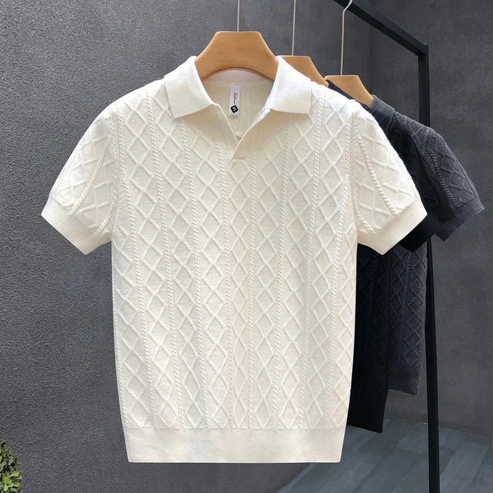 Men's Solid Knit Polo Shirt - Casual Summer