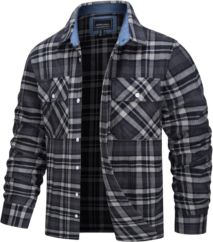 Men's Casual Checked Cotton Flannel Shirt Jacket - Everyday Wear
