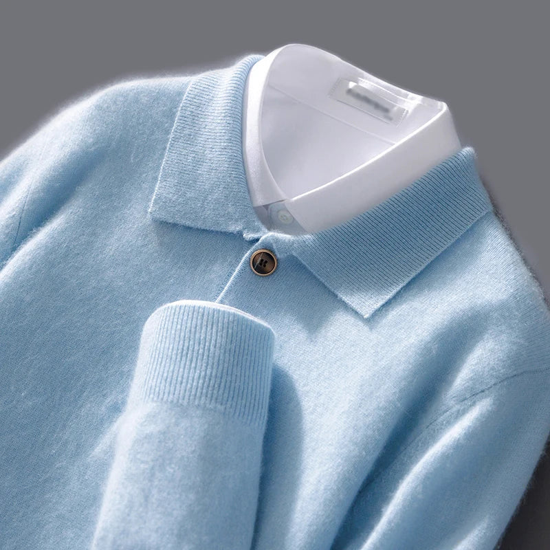 Men's Cashmere Slim Fit Polo Shirt - Casual Summer
