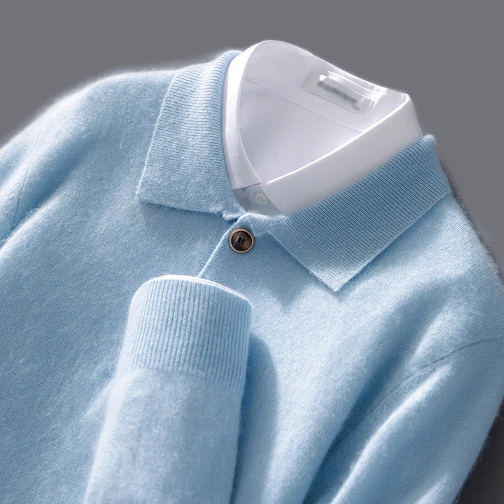 Men's Cashmere Slim Fit Polo Shirt - Casual Summer