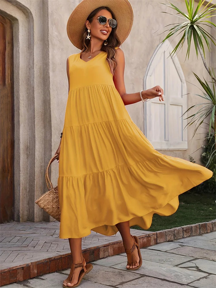 Women's Tiered Maxi Dress - Summer Chiffon