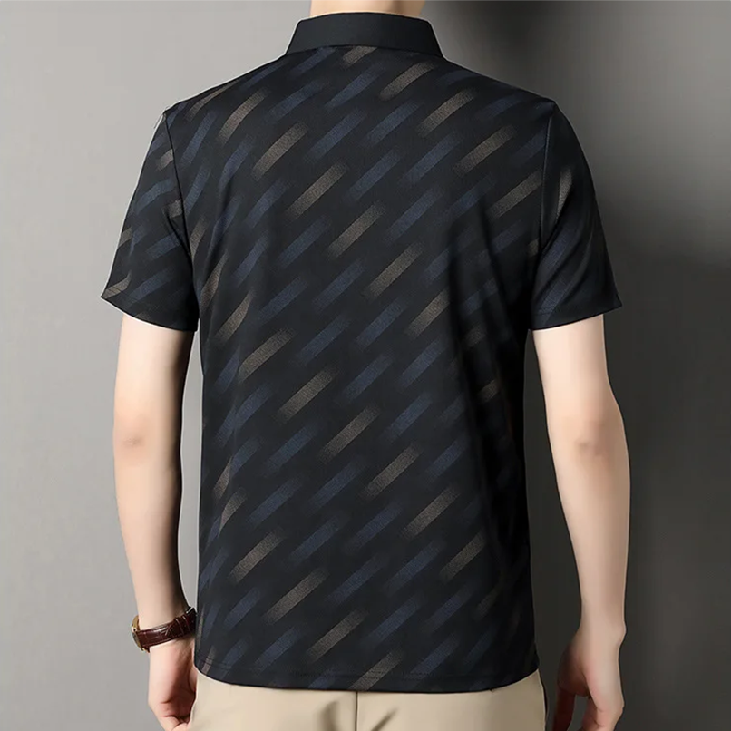 Men's Striped Cotton Polo Shirt - Casual Summer
