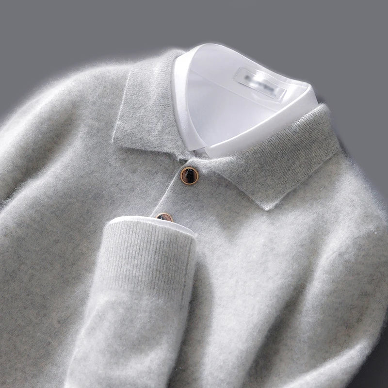 Men's Cashmere Slim Fit Polo Shirt - Casual Summer