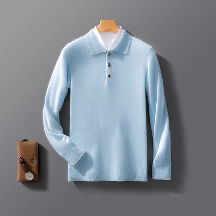 Men's Cashmere Slim Fit Polo Shirt - Casual Summer