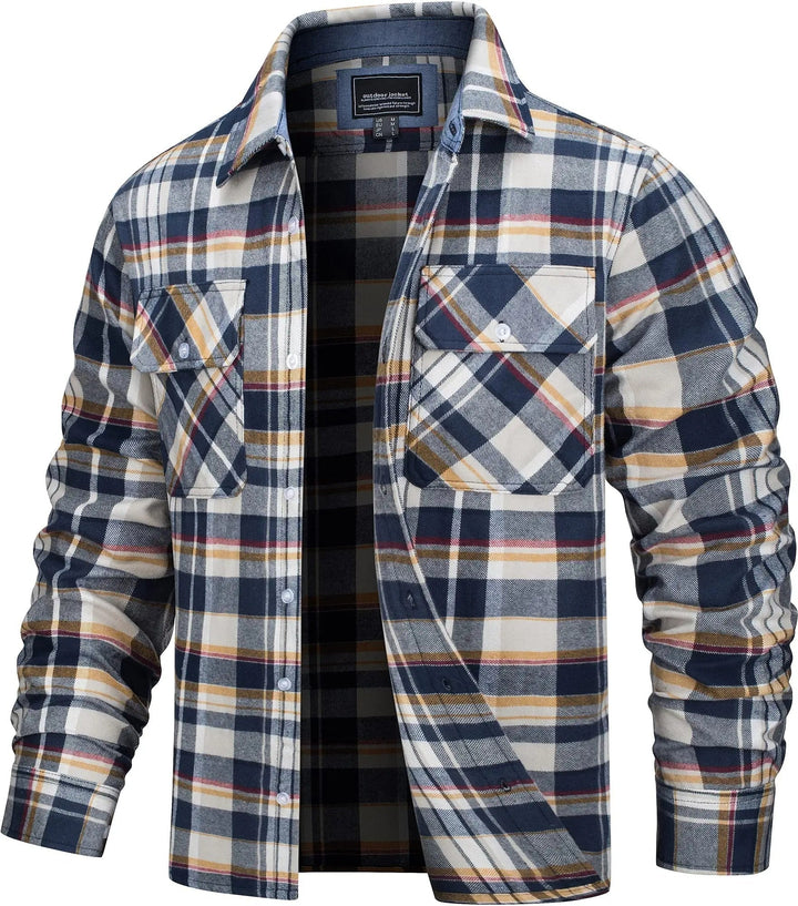 Men's Casual Checked Cotton Flannel Shirt Jacket - Everyday Wear