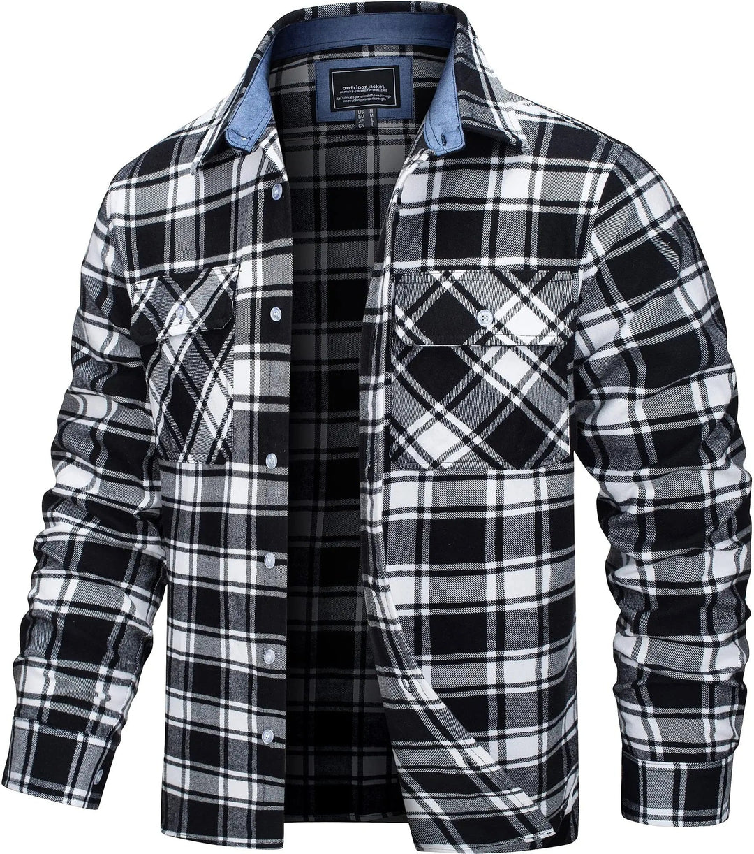 Men's Casual Checked Cotton Flannel Shirt Jacket - Everyday Wear