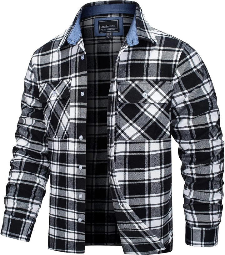 Men's Casual Checked Cotton Flannel Shirt Jacket - Everyday Wear