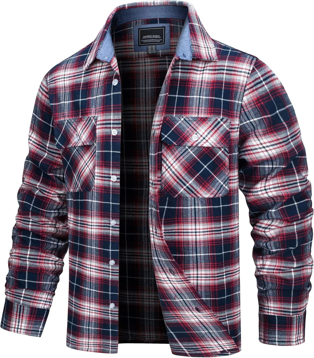 Men's Casual Checked Cotton Flannel Shirt Jacket - Everyday Wear