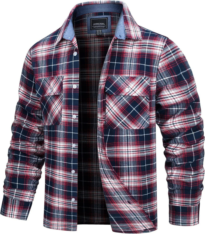 Men's Casual Checked Cotton Flannel Shirt Jacket - Everyday Wear