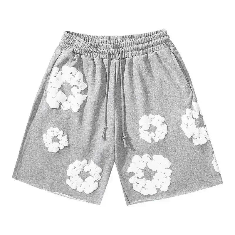 Women's Floral Denim Shorts and Pants Set - Casual