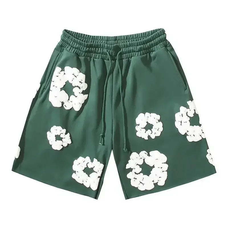 Women's Floral Denim Shorts and Pants Set - Casual