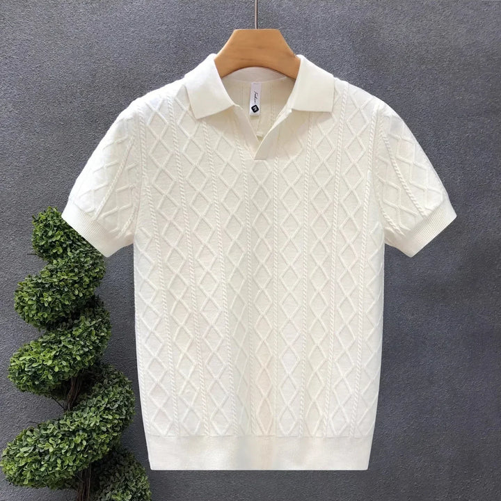 Men's Solid Knit Polo Shirt - Casual Summer