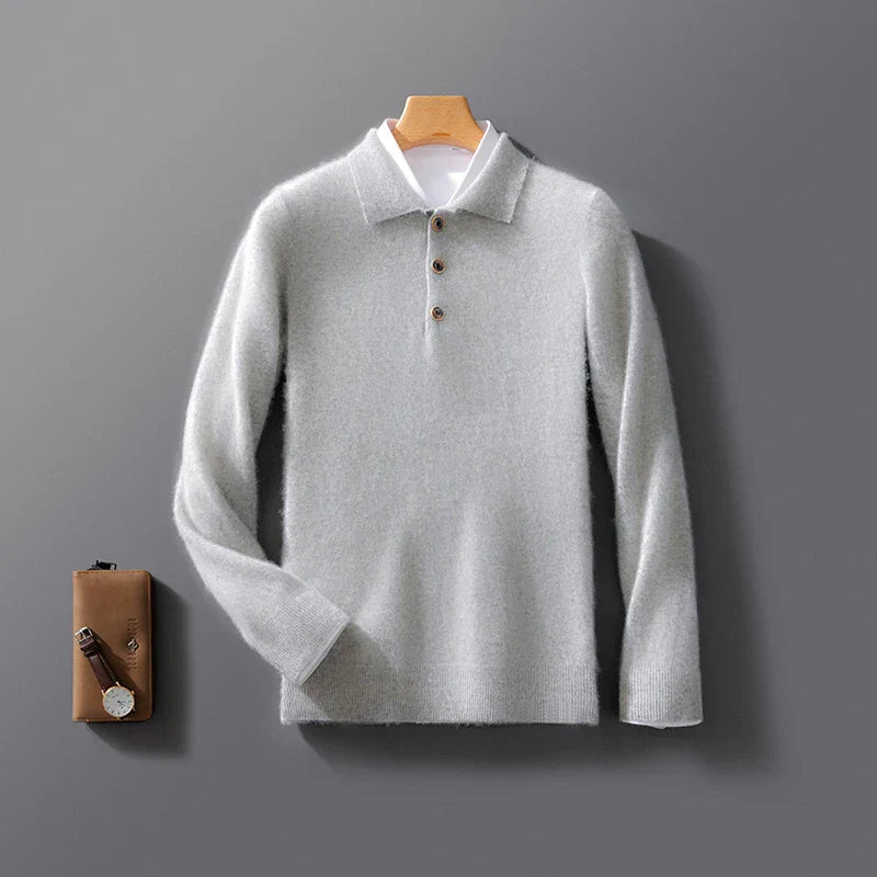 Men's Cashmere Slim Fit Polo Shirt - Casual Summer