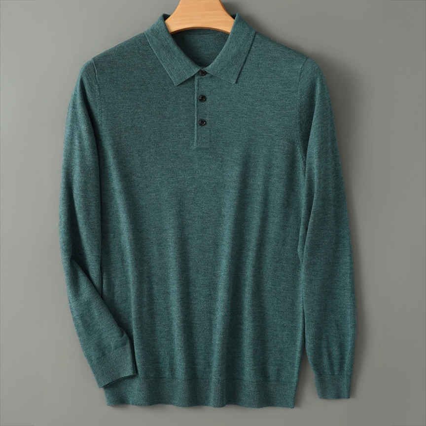 Men's Wool Polo Shirt - Classic Fit Casual Wear