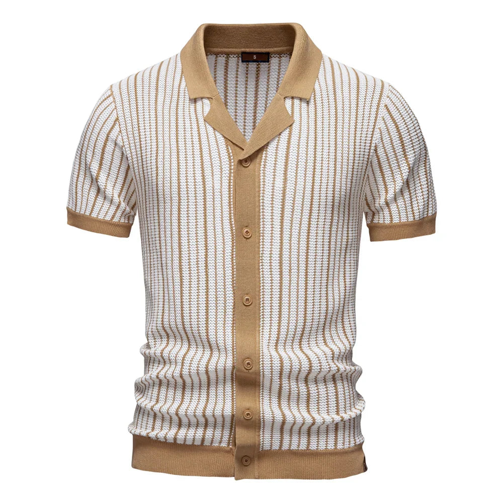 Men's Textured Knit Polo - Classic Fit Casual Wear