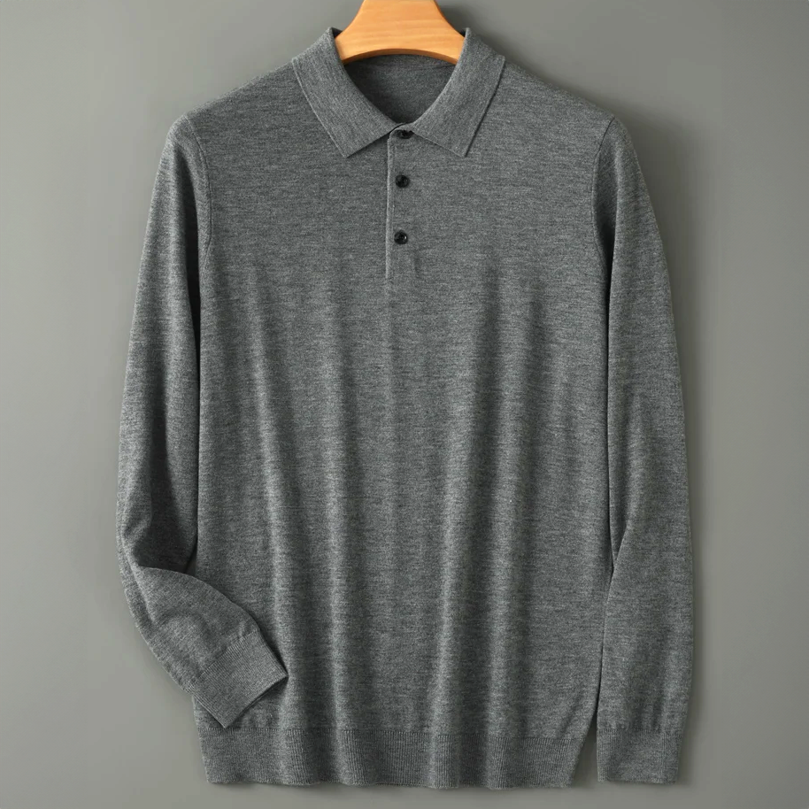 Men's Wool Polo Shirt - Classic Fit Casual Wear