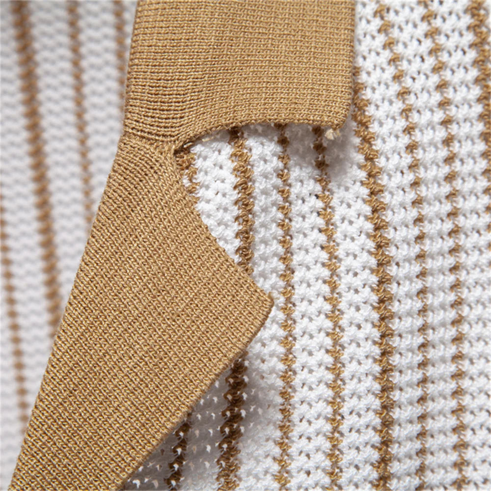 Men's Textured Knit Polo - Classic Fit Casual Wear