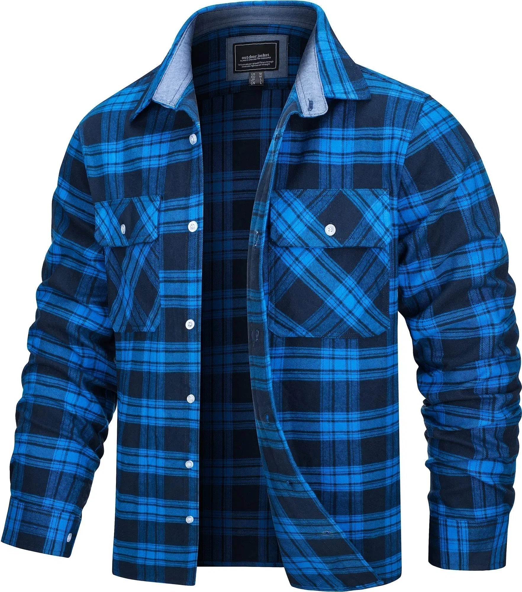 Men's Casual Checked Cotton Flannel Shirt Jacket - Everyday Wear