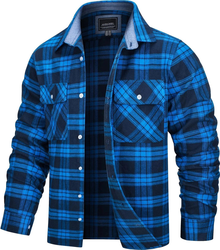 Men's Casual Checked Cotton Flannel Shirt Jacket - Everyday Wear