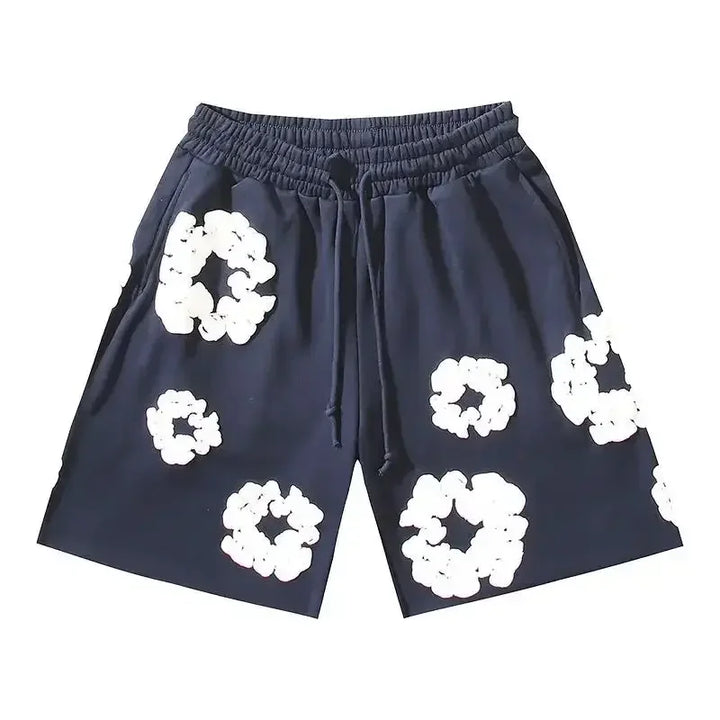 Women's Floral Denim Shorts and Pants Set - Casual