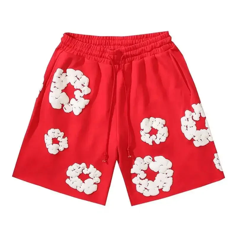 Women's Floral Denim Shorts and Pants Set - Casual