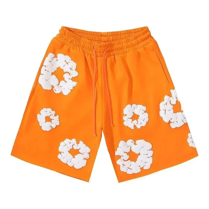 Women's Floral Denim Shorts and Pants Set - Casual