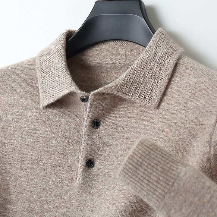 Men's Striped Knit Polo Shirt - Casual Summer