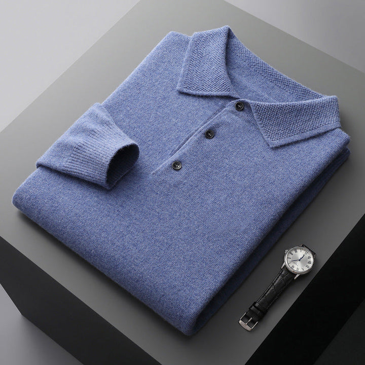 Men's Striped Knit Polo Shirt - Casual Summer