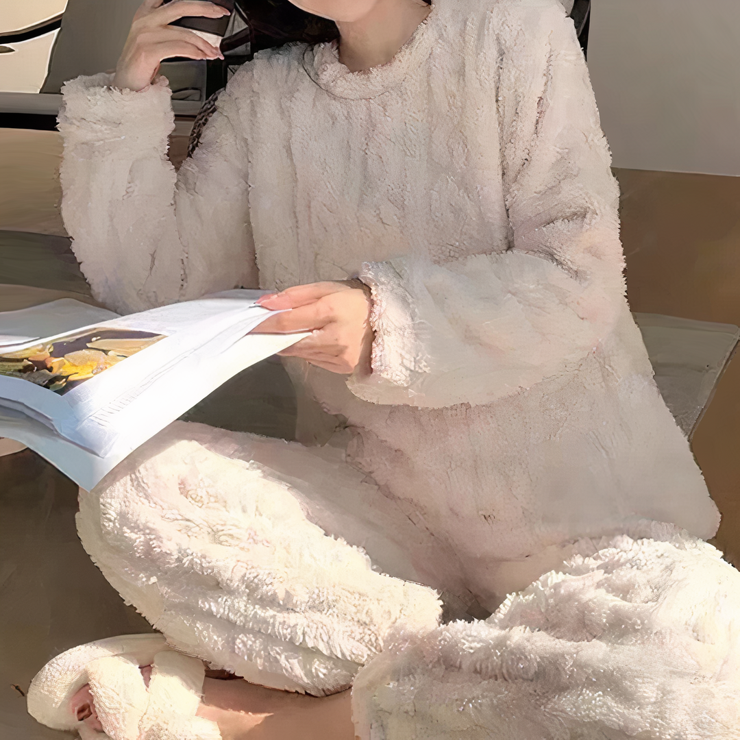 Estella| Women's Fleece Long Sleeve Pajama Blouse, Sleepwear