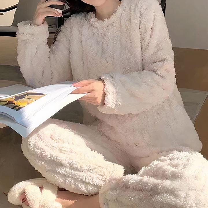 Estella| Women's Fleece Long Sleeve Pajama Blouse, Sleepwear