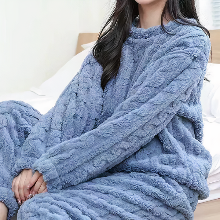 Estella| Women's Fleece Long Sleeve Pajama Blouse, Sleepwear