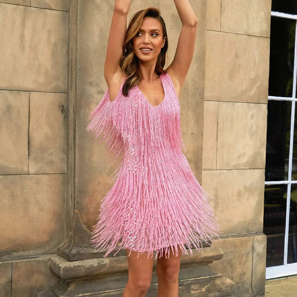 Samantha | Women's Fringe Mini Dress, Cocktail