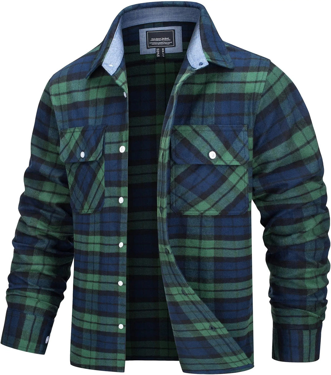 Men's Casual Checked Cotton Flannel Shirt Jacket - Everyday Wear