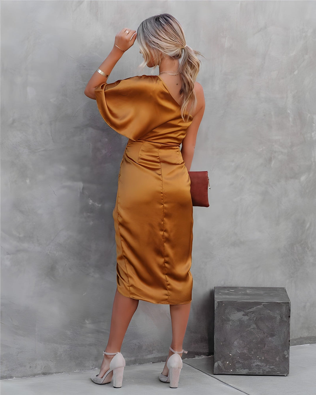 Sophia | Women's Silk Evening Midi Dress, Formal