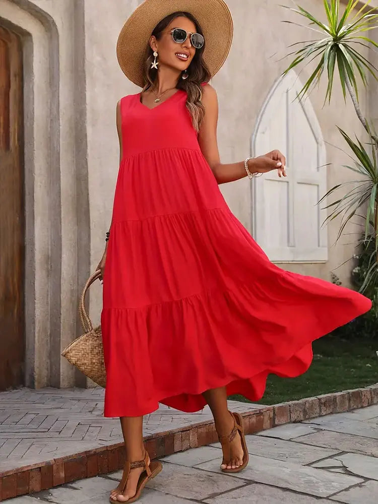 Women's Tiered Maxi Dress - Summer Chiffon
