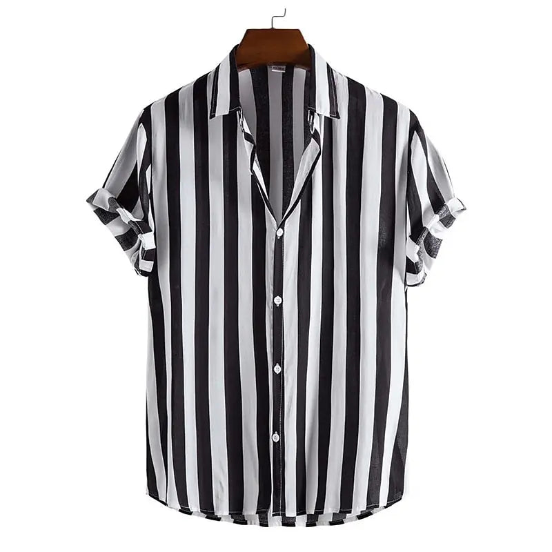 Men's Casual Cotton Short Sleeve Shirt - Summer Beach