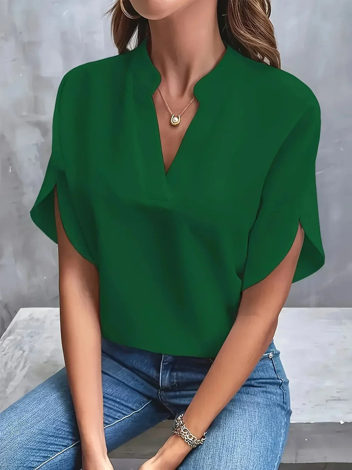 Emily | Women's V-Neck Short Sleeve Blouse, Casual