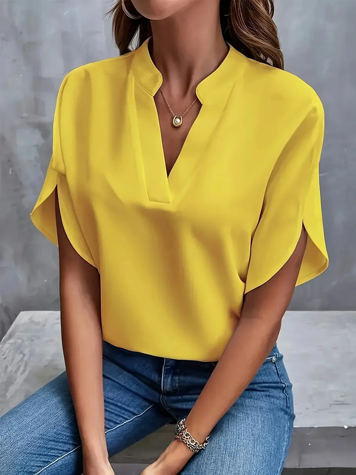 Emily | Women's V-Neck Short Sleeve Blouse, Casual