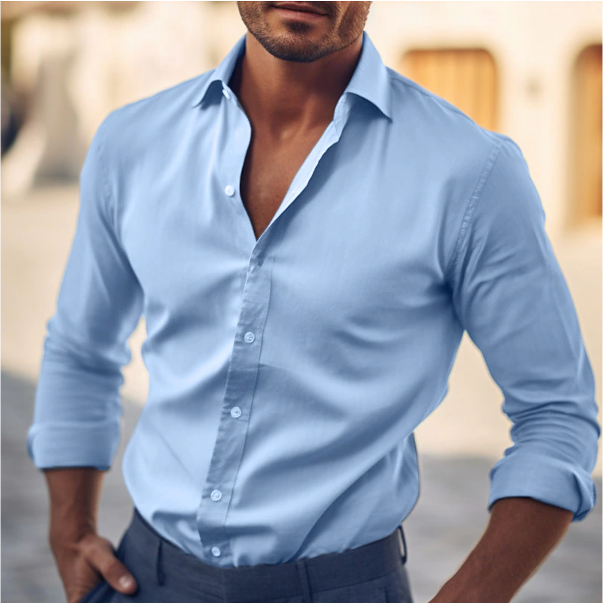 Men's Casual High-Quality Cotton Dress Shirt - Stylish Everyday Wear