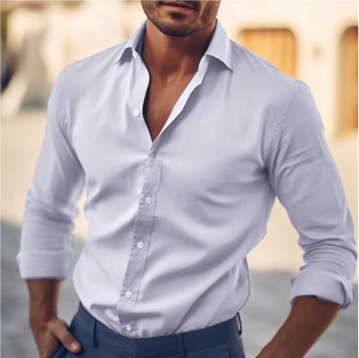 Men's Casual High-Quality Cotton Dress Shirt - Stylish Everyday Wear