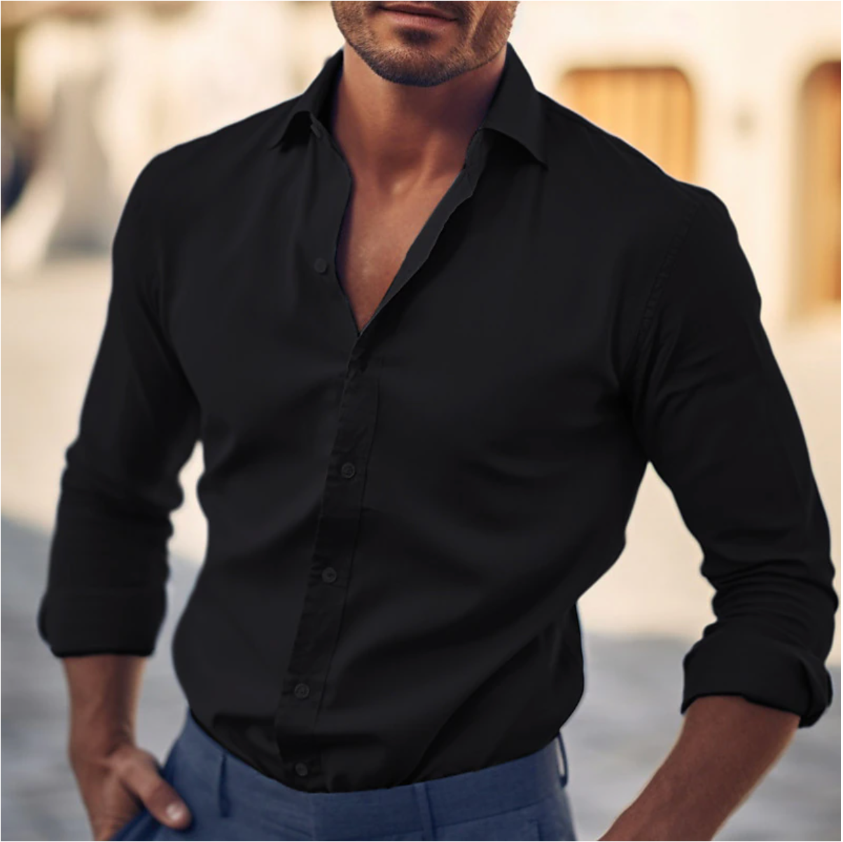 Men's Casual High-Quality Cotton Dress Shirt - Stylish Everyday Wear