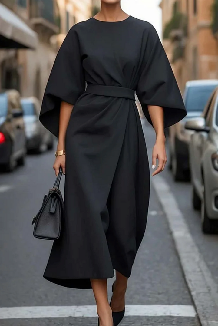 Emily | Women's Midi Dress with Batwing Sleeves, Casual