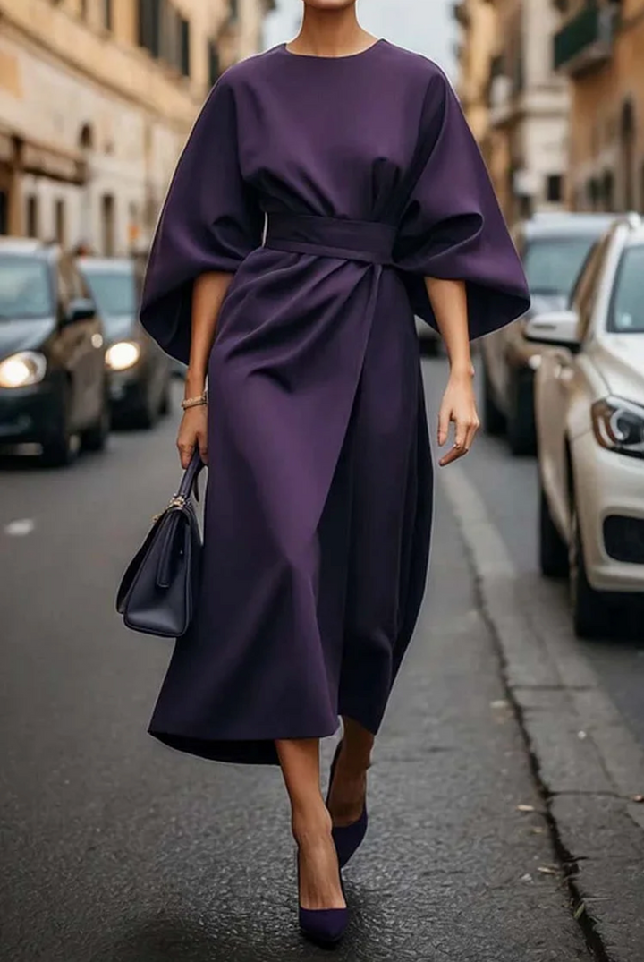 Emily | Women's Midi Dress with Batwing Sleeves, Casual