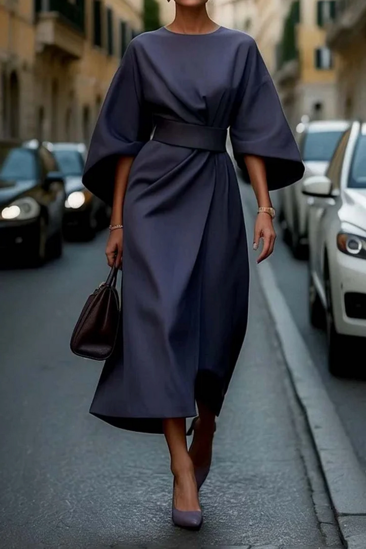 Emily | Women's Midi Dress with Batwing Sleeves, Casual