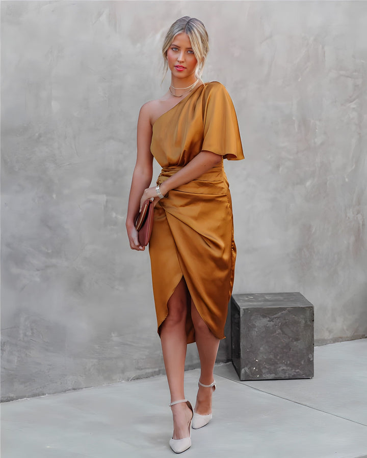 Sophia | Women's Silk Evening Midi Dress, Formal