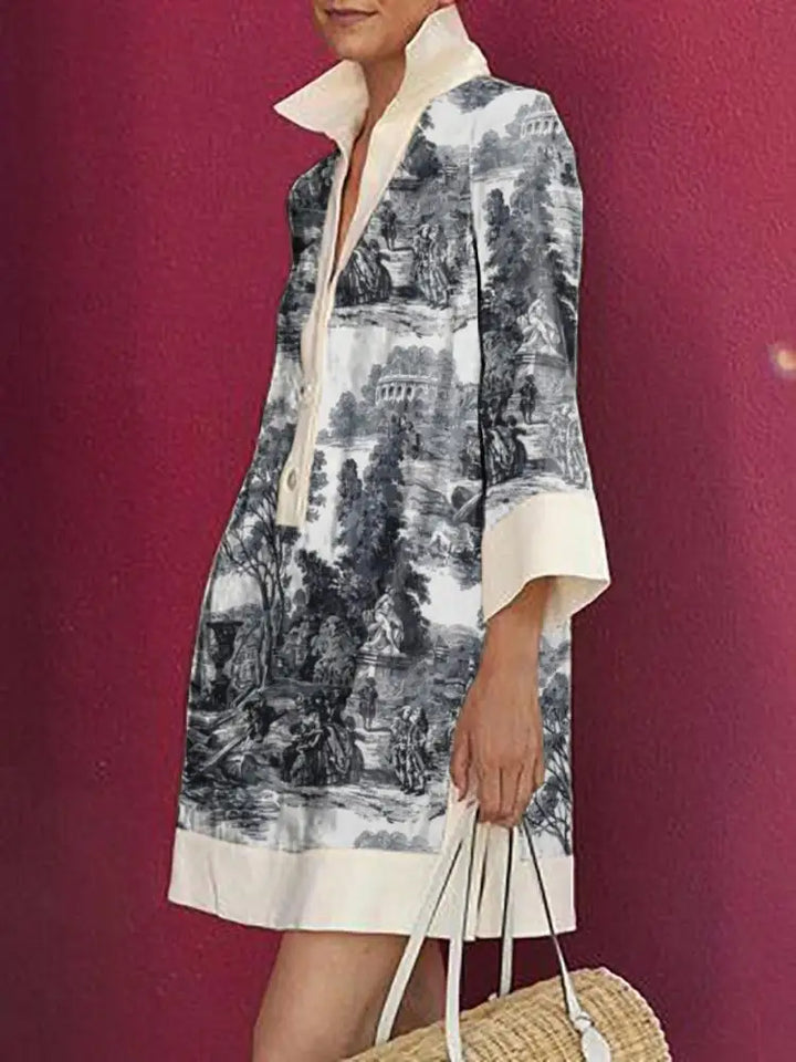 Emily | Women's Cotton Vintage Print Mini Dress