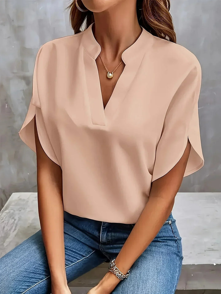 Emily | Women's V-Neck Short Sleeve Blouse, Casual