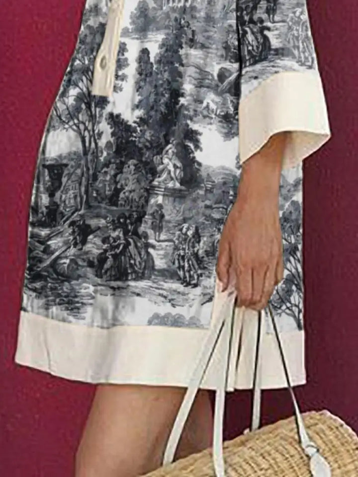 Emily | Women's Cotton Vintage Print Mini Dress
