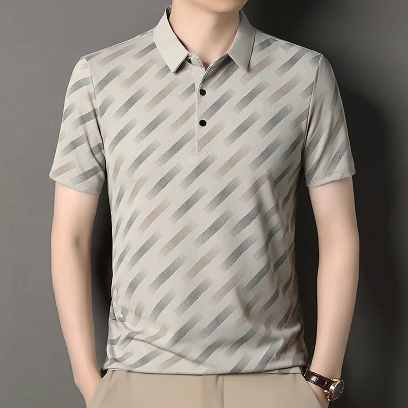 Men's Striped Cotton Polo Shirt - Casual Summer