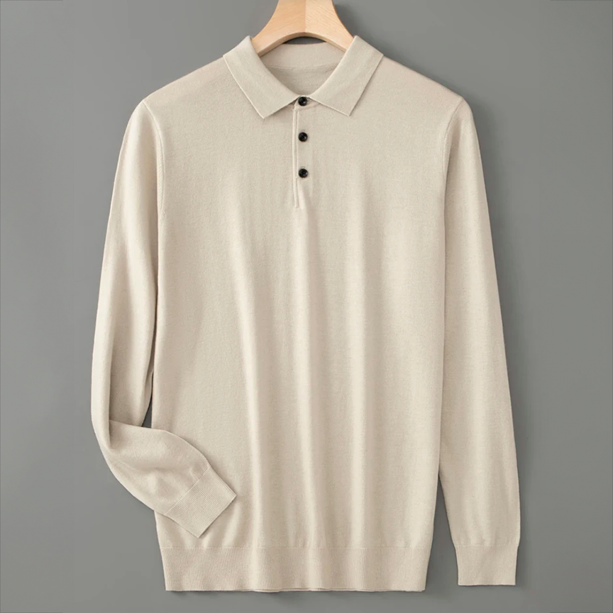 Men's Wool Polo Shirt - Classic Fit Casual Wear